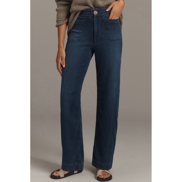 Anthropologie Denim - Maeve Colette Knit High-Rise Wide-Leg Full-Length Jeans NWT SIZE 27
